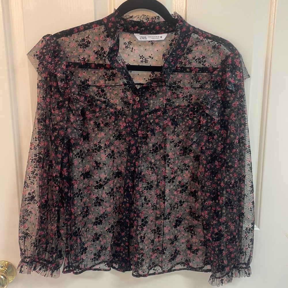 Zara floral blouse